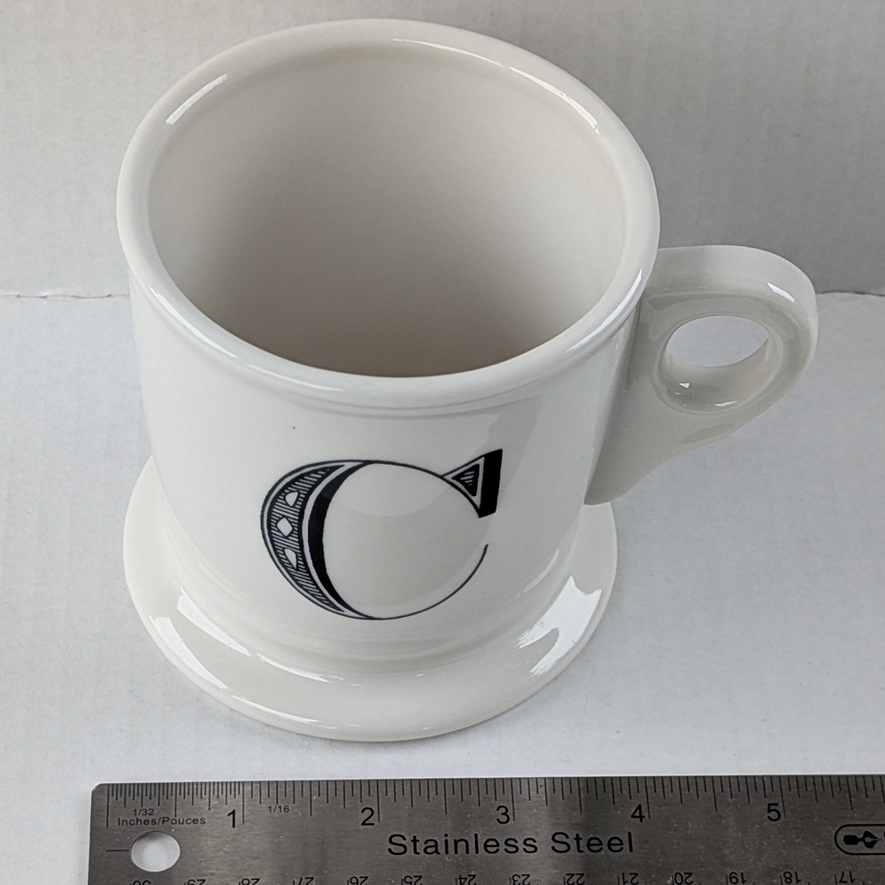 Anthropologie White Ceramic Mug with Monogram "C"
